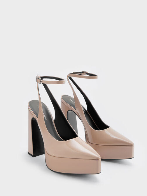 Guinevere Patent Platform Pumps, Nude, hi-res