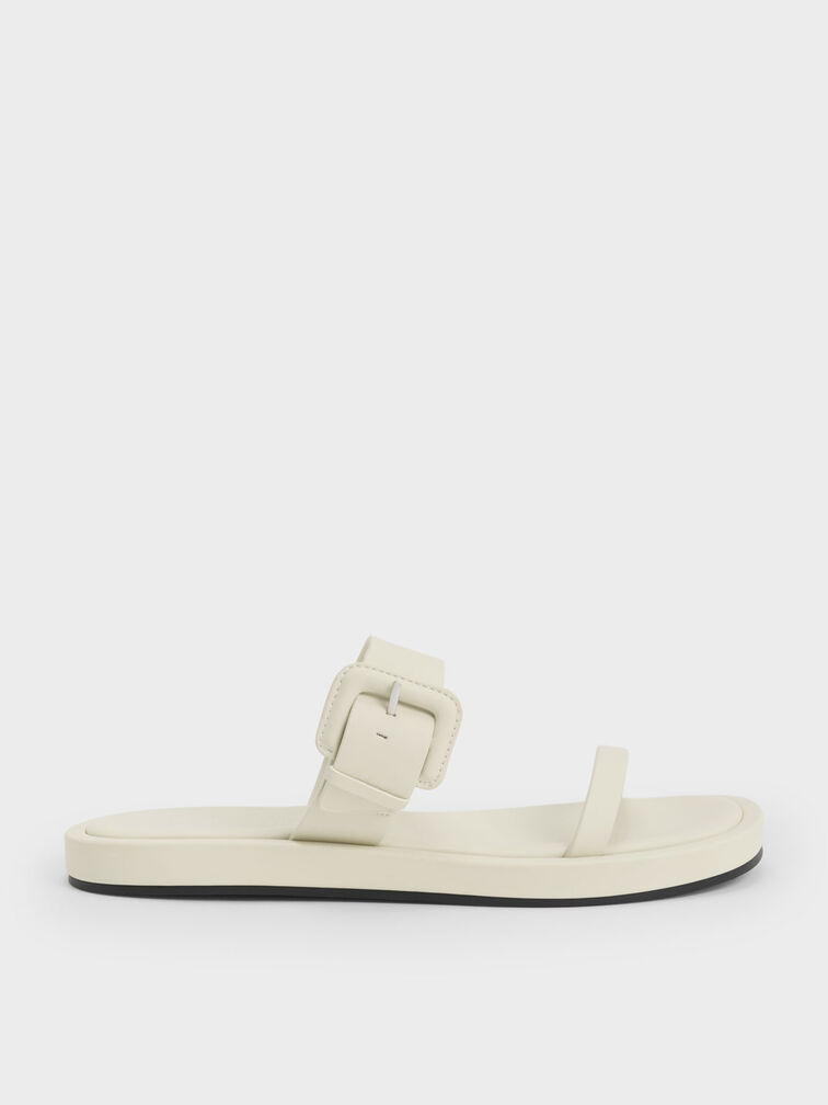 Buckled Strap Slides, Chalk, hi-res