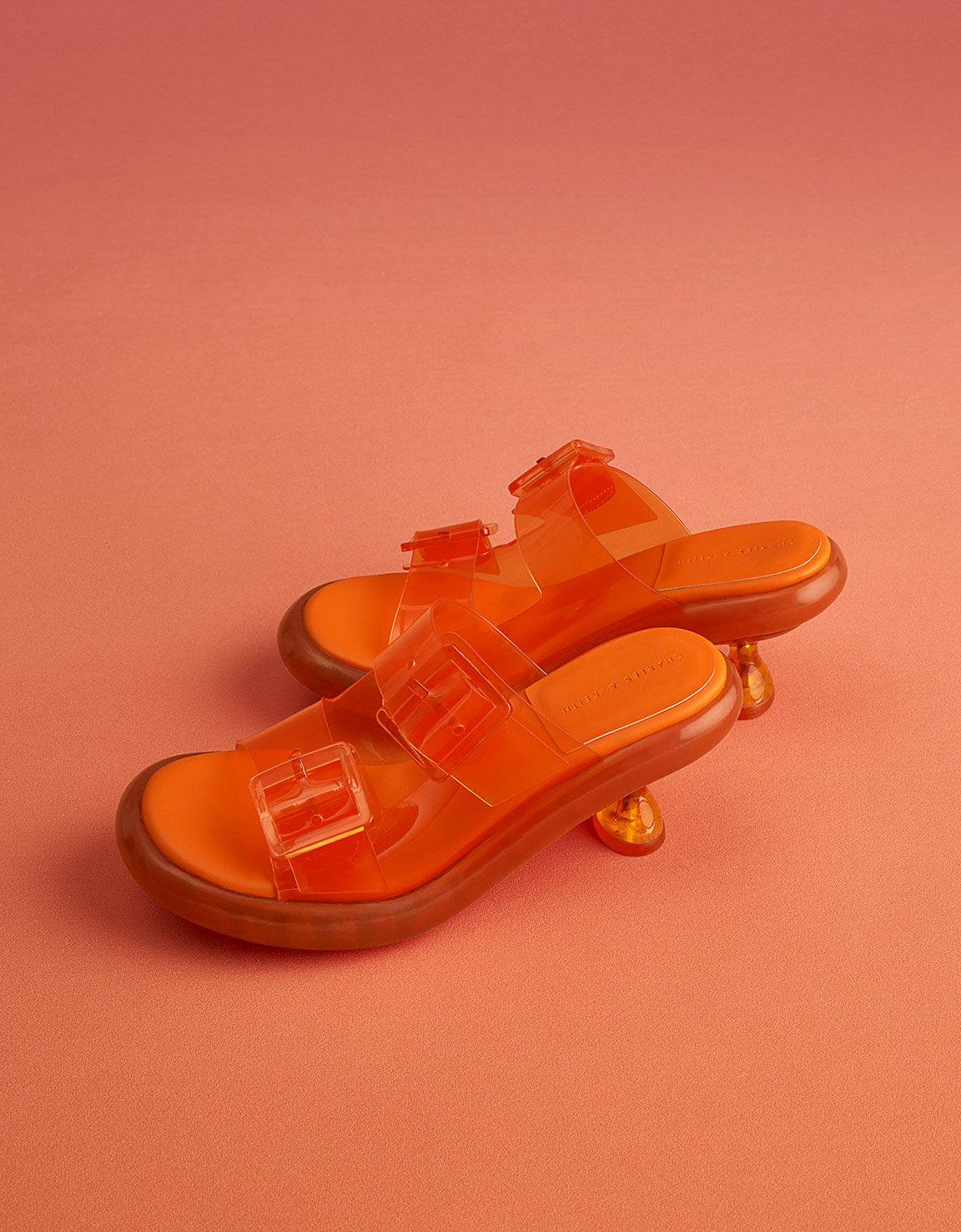 Orange Madison Double Buckle See Through Mules CHARLES KEITH CA