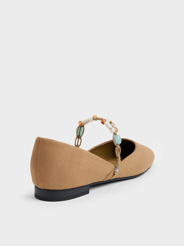 Franca Faux Suede Beaded-Strap Mary Janes, Sand, hi-res