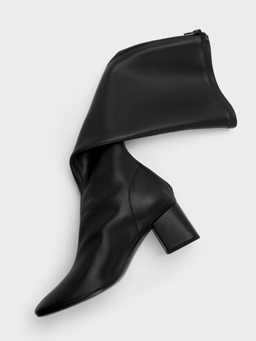 Block Heel Knee Boots, Black, hi-res