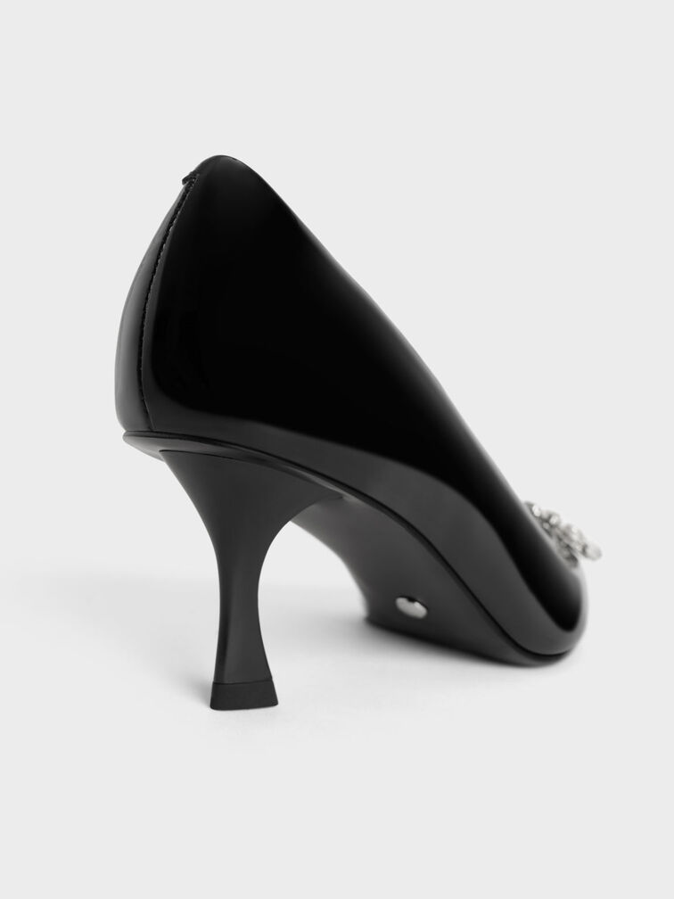 Gem-Embellished Patent Leather Pumps, Black, hi-res