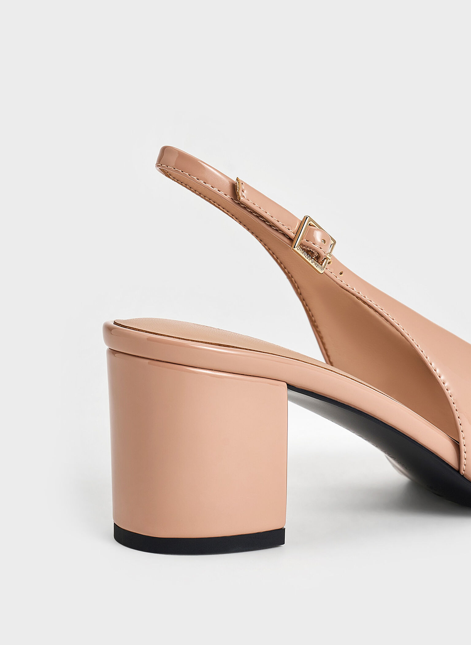 Patent Square-Toe Slingback Pumps, Nude, hi-res