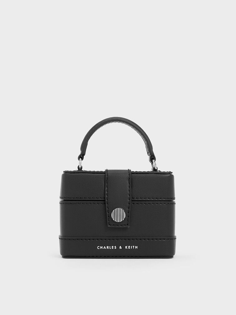 Black Mini Bronte Contrast Trim Top Handle Bag - CHARLES & KEITH US