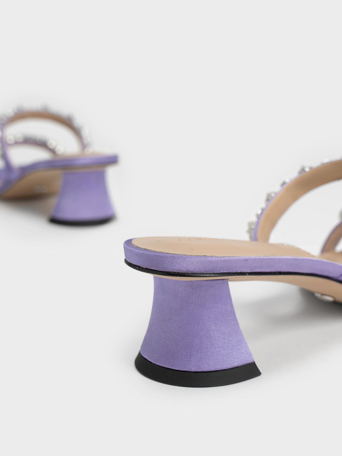 Gem-Encrusted Sculptural Heel Mules, Purple, hi-res