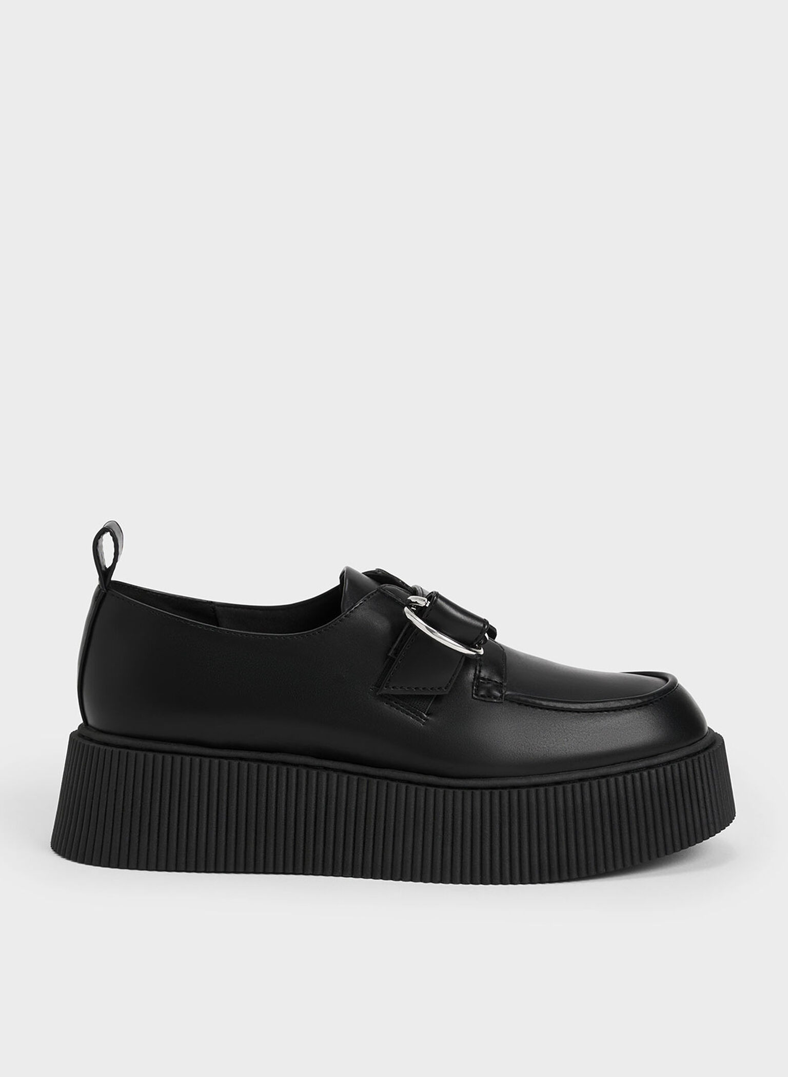 Cordova Buckled Platform Loafers, Black, hi-res