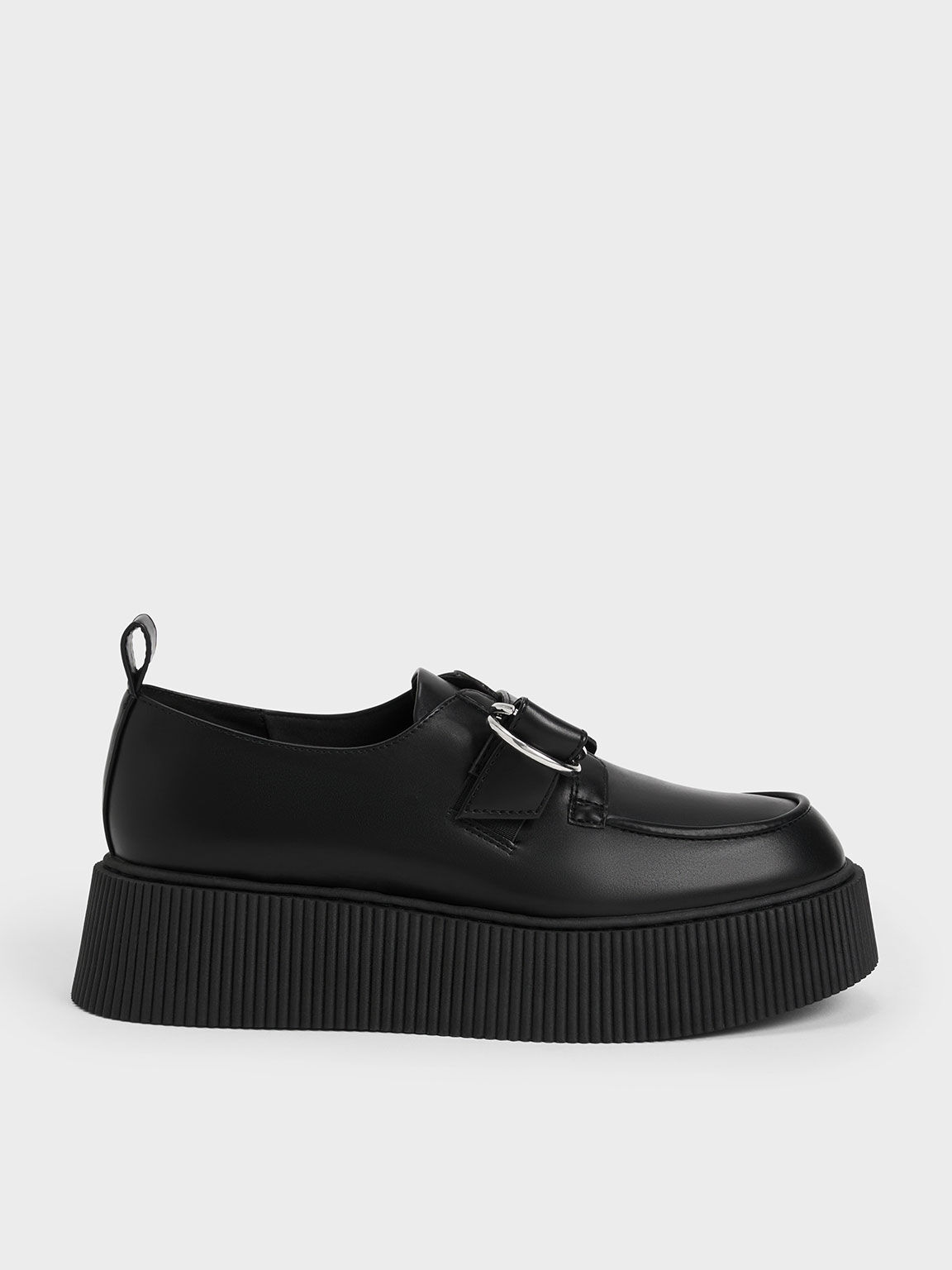 Cordova Buckled Platform Loafers, Black, hi-res