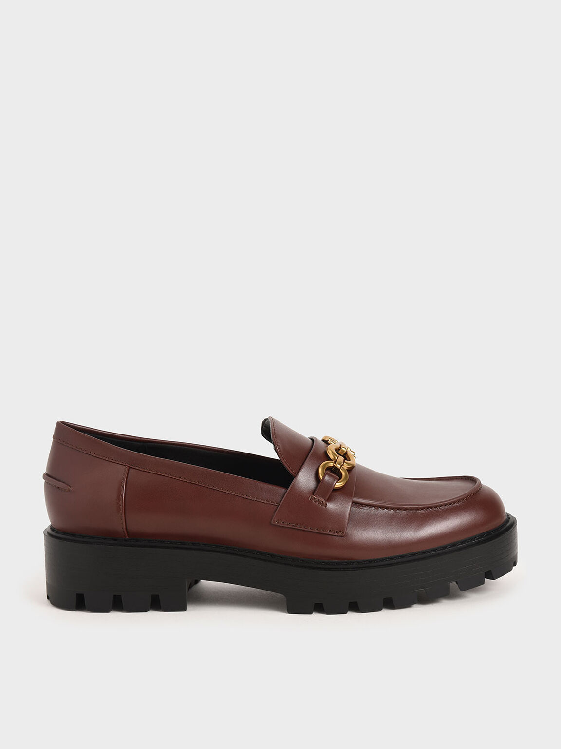 Brick Metallic Accent Chunky Loafers | CHARLES & KEITH US
