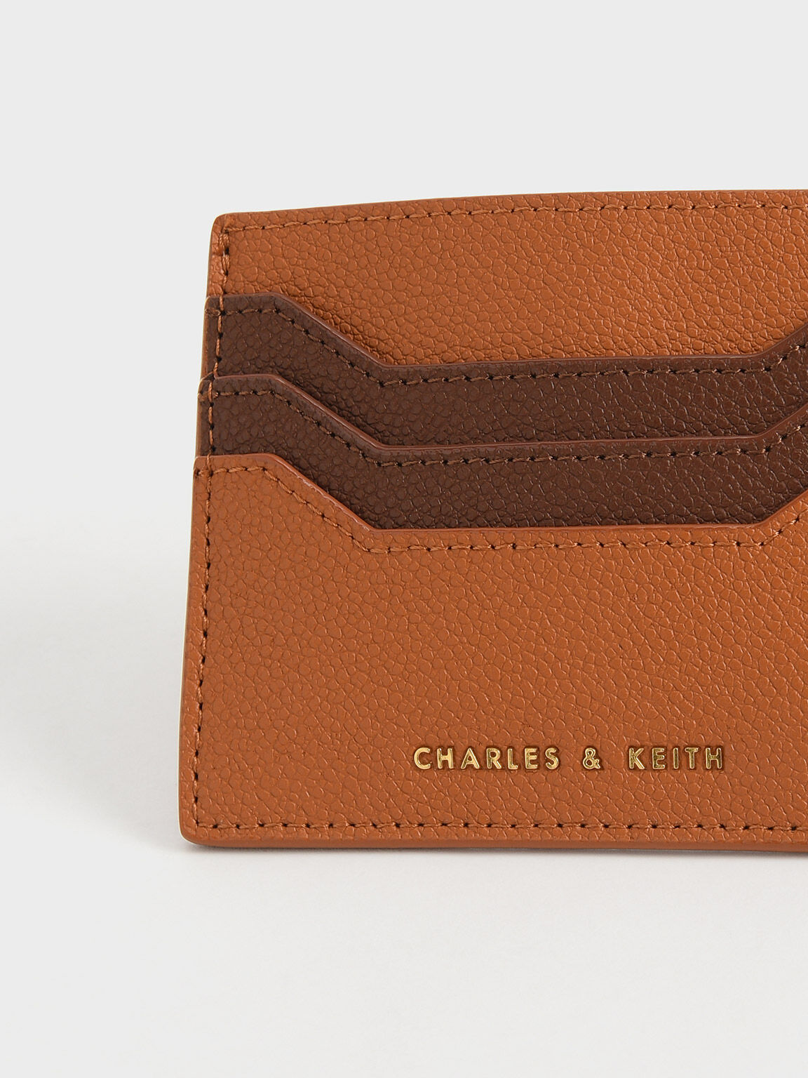 Geometric Multi-Slot Cardholder, Cognac, hi-res