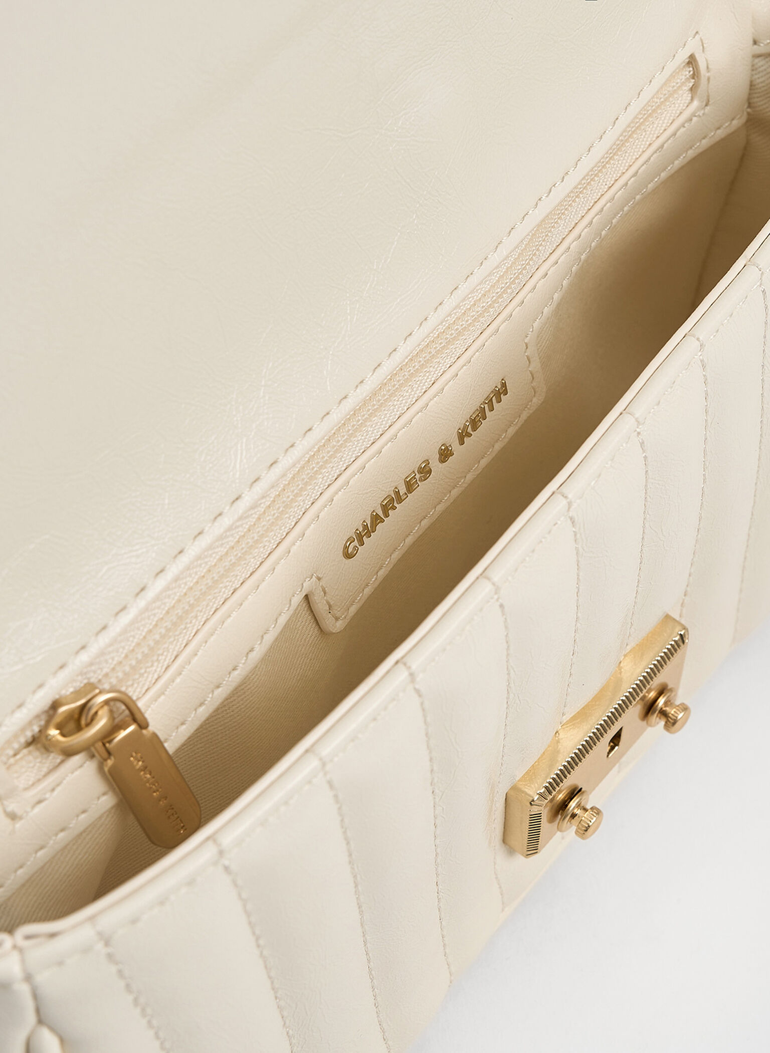 Mini bolso Donna de efecto arrugado, Crema, hi-res