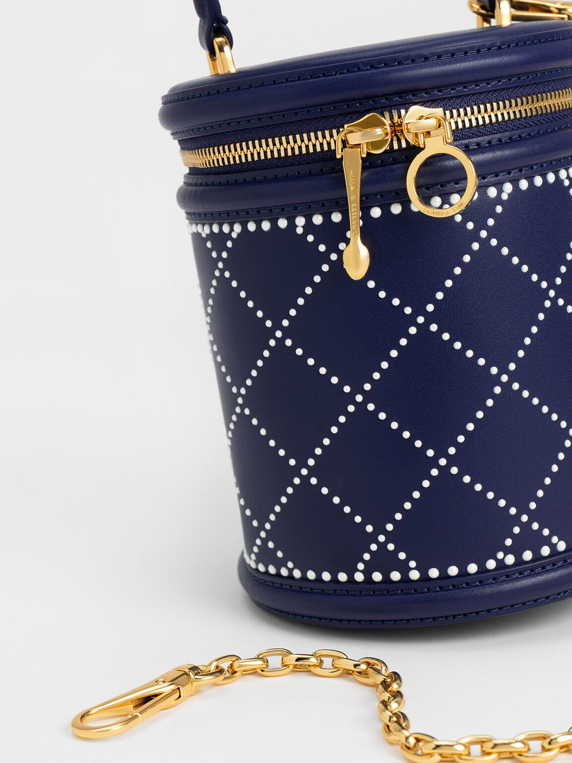 Marietta 菱格紋水桶包, 海軍藍, hi-res