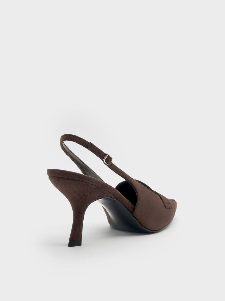 Escarpins slingback Griselda en su&egrave;de synth&eacute;tique, Dark Brown Textured, hi-res