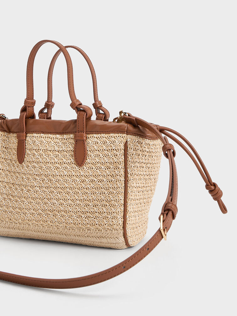 Babylon Raffia Drawstring Tote Bag, Multi, hi-res