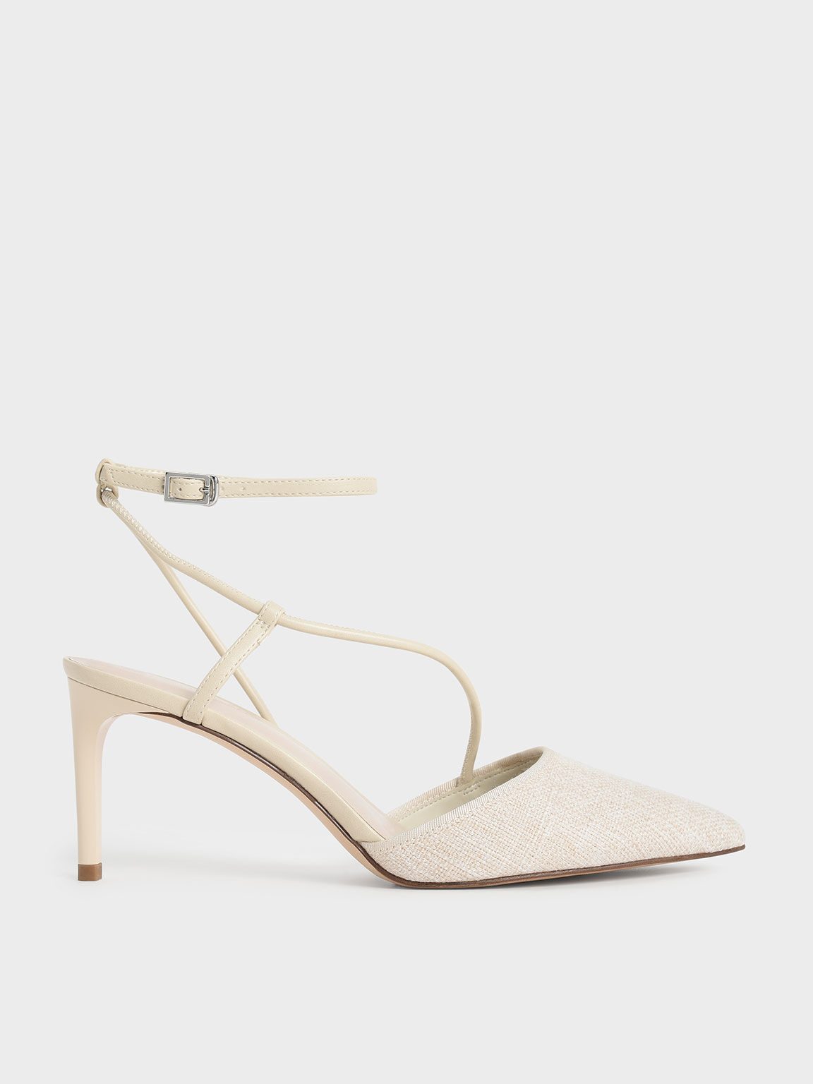 tab Squeak Blueprint Beige Linen Asymmetric Pumps - CHARLES & KEITH US