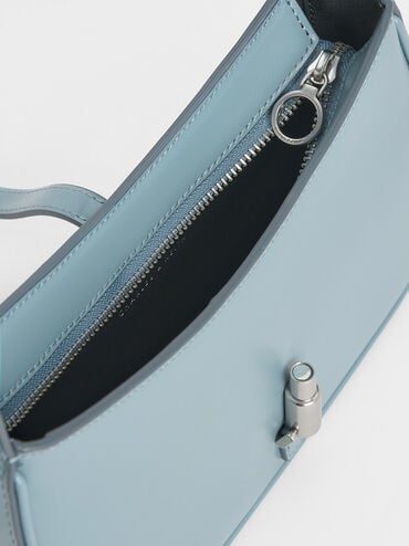 Bolso de hombro Cesia con detalles metálicos, Azul pizarra, hi-res