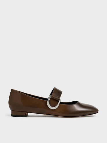 Gabine Leather Mary Janes, Brown, hi-res