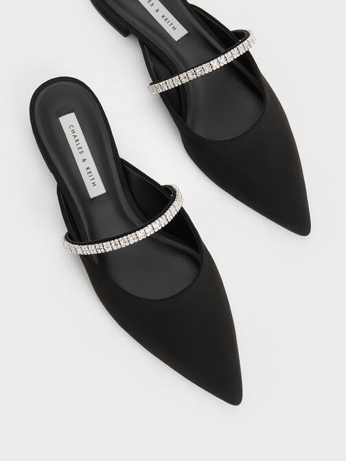 Ambrosia Zebra-Print Gem-Embellished Mules, Black Textured, hi-res