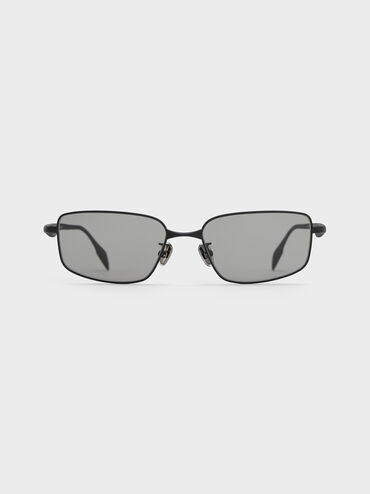 Celestia Metal-Rim Tinted Rectangular Sunglasses, Noir, hi-res