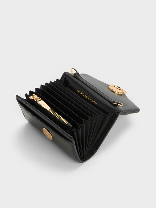 Lilibet Metallic-Accent Chain-Strap Wallet, Black, hi-res