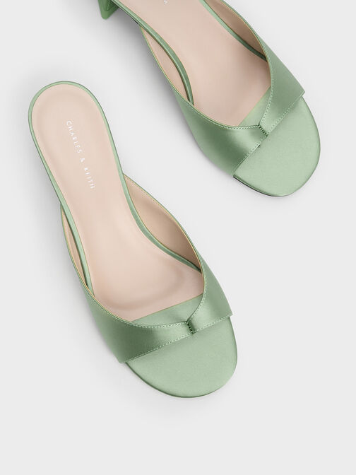 Recycled Polyester Sculptural Heel Thong Sandals, Green, hi-res