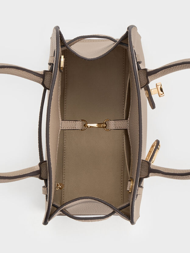 Bolso tote Aubrielle con cintur&oacute;n, Gris pardo, hi-res