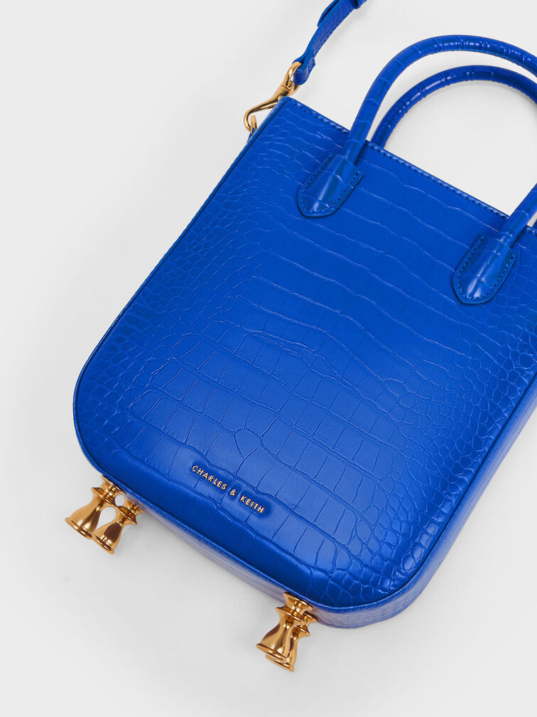 Charles & Keith Women's Meriah Croc-Embossed Top Handle Bag
