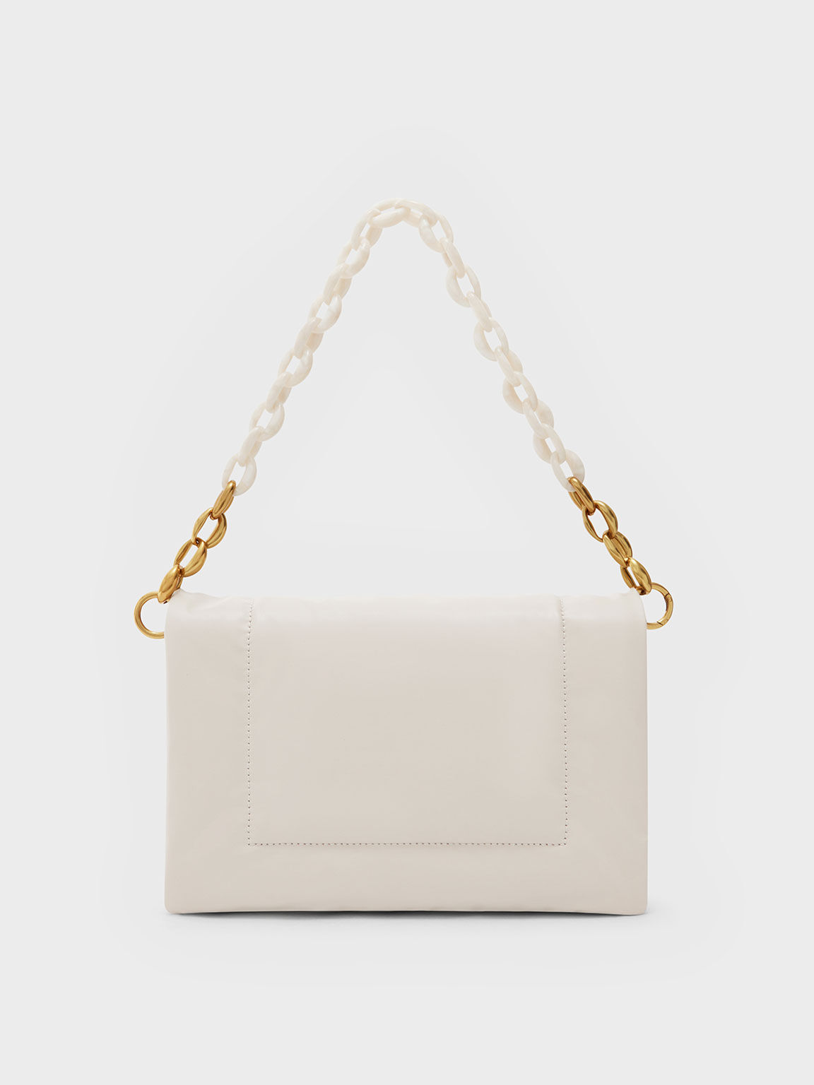 Evelynn Push-Lock Shoulder Bag, Light Grey, hi-res