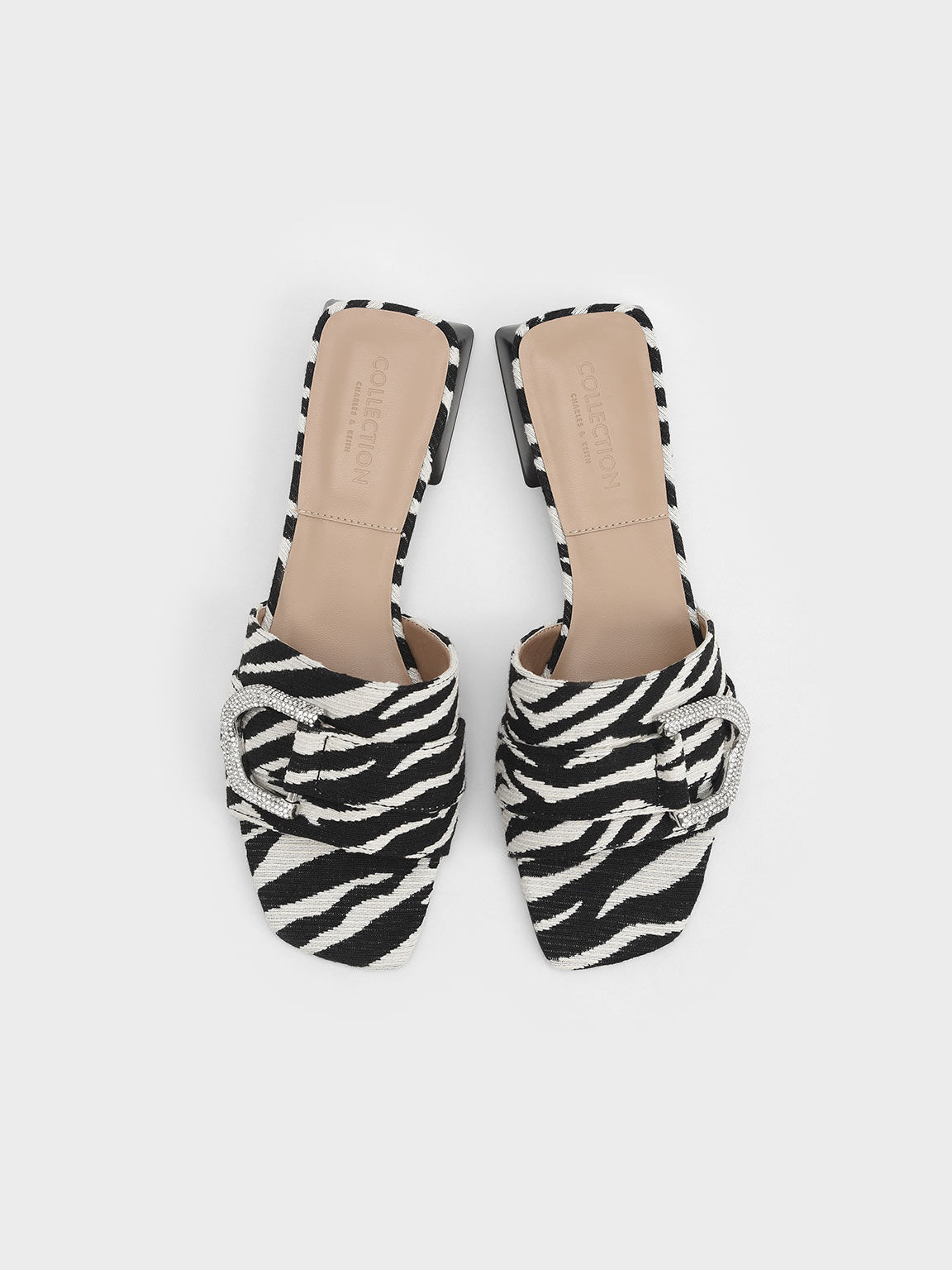 Gabine Jacquard Tiger-Print Mules, Animal Print White, hi-res