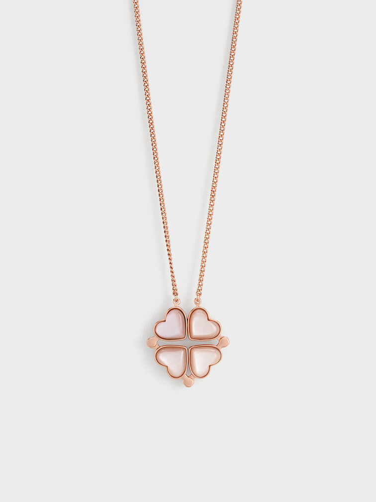 Annalise Clover Heart Necklace - Rose Gold