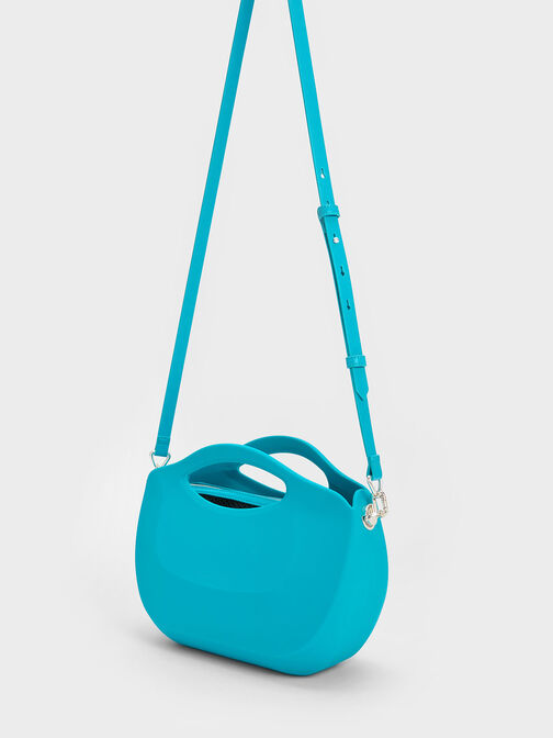 Bolso Cocoon con asa curva, Azul, hi-res