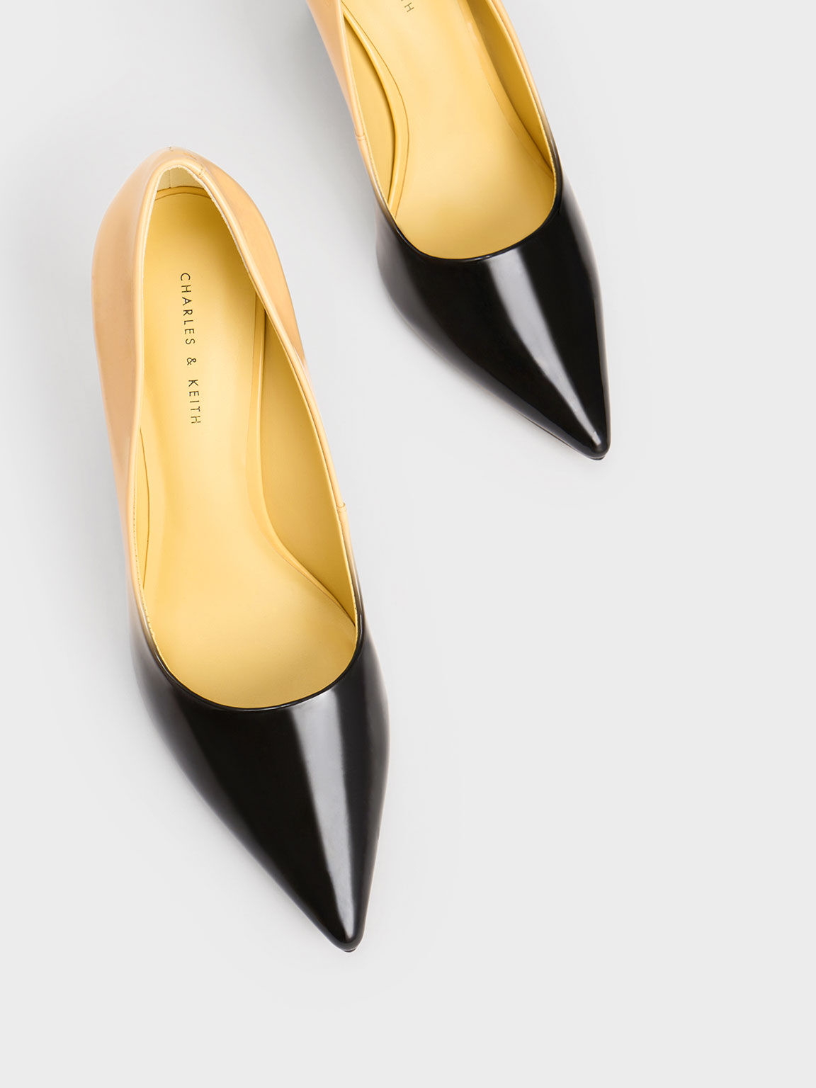 Two-Tone Stiletto Heel Pumps, Dark Grey, hi-res