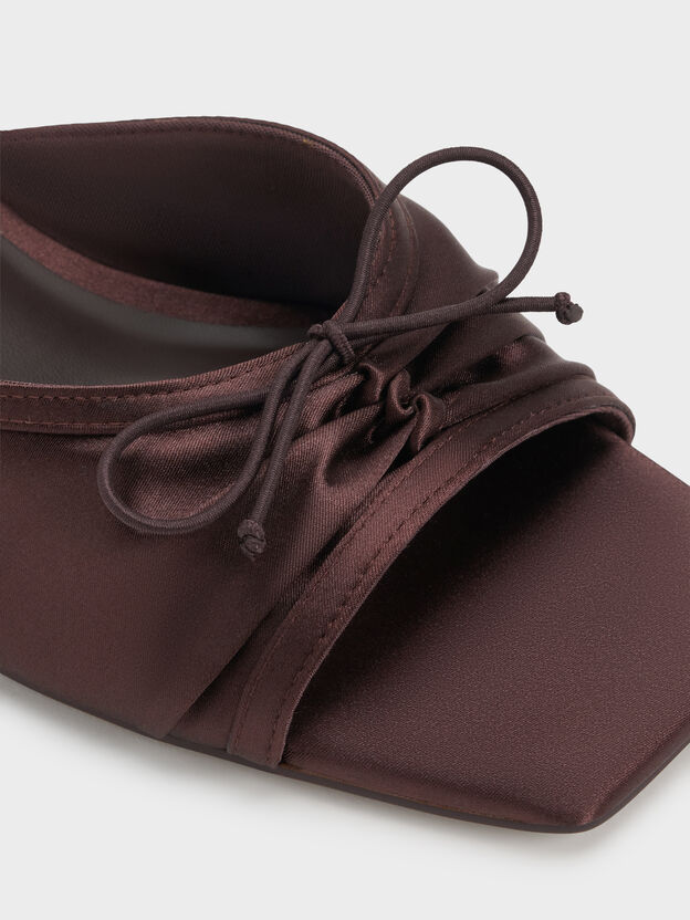 Sadira Satin Heeled Mules, Dark Brown, hi-res