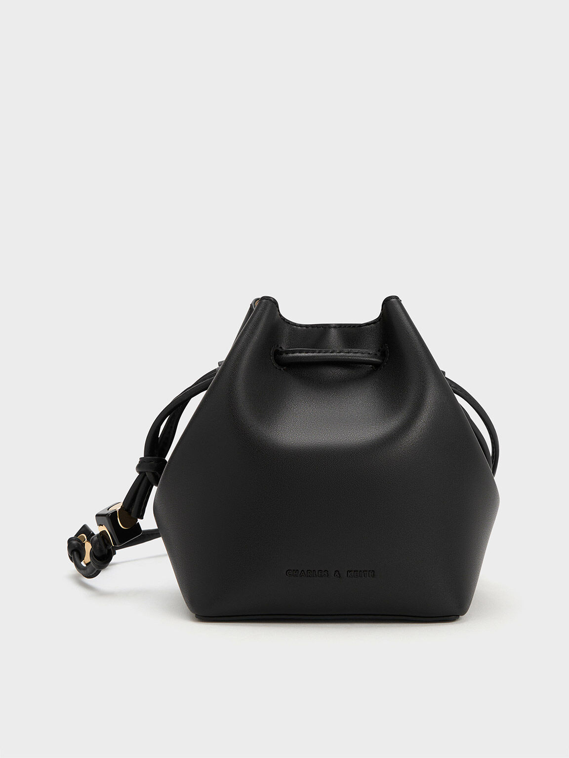 Black Cube Knotted Bucket Bag CHARLES KEITH AR