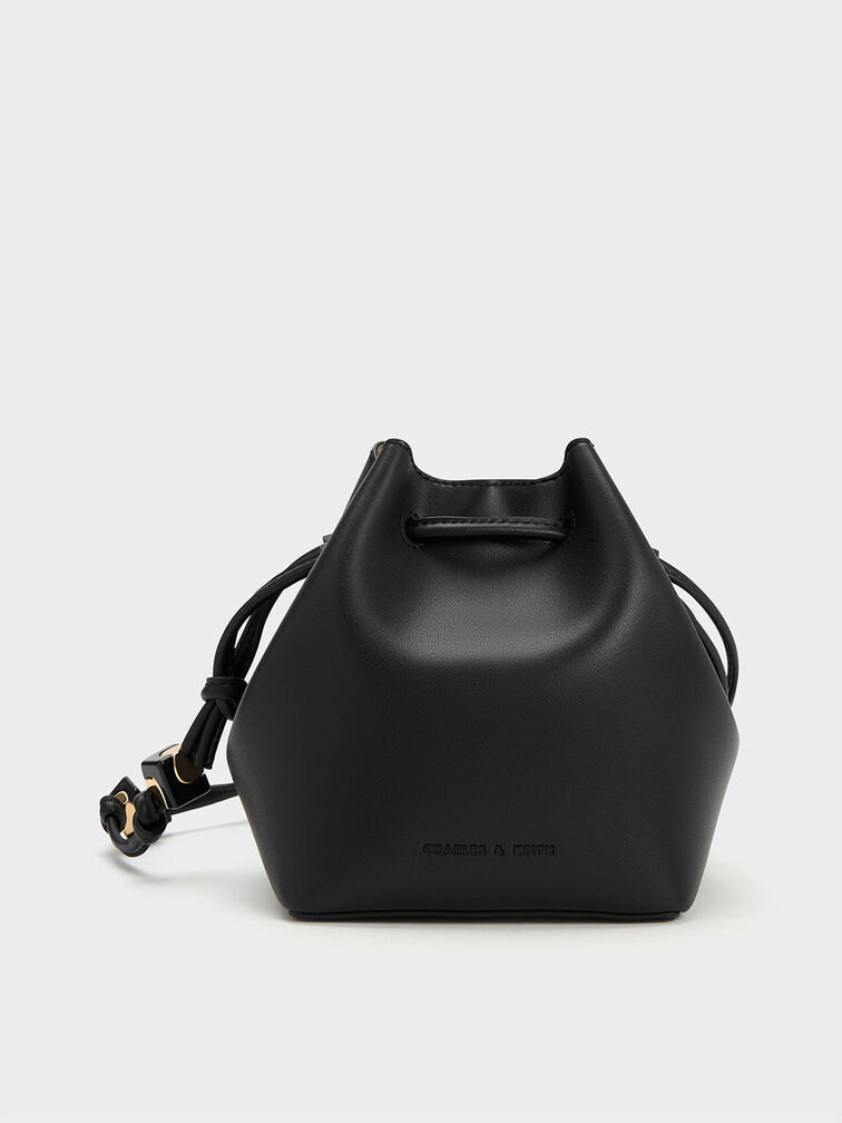 Cube Knotted Bucket Bag, Black, hi-res