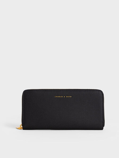 Zip-Around Long Wallet, Black, hi-res