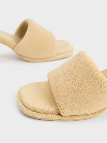 Loey Textured Curved-Heel Mules, Beige, hi-res