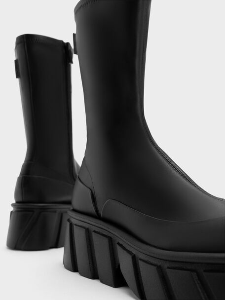 Aberdeen 輪胎紋厚底靴, 黑色, hi-res