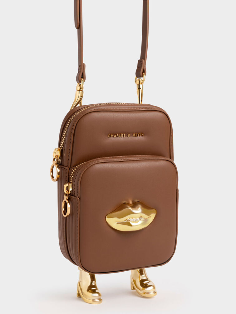 Calliope Double Pocket Crossbody Bag, Chocolate, hi-res
