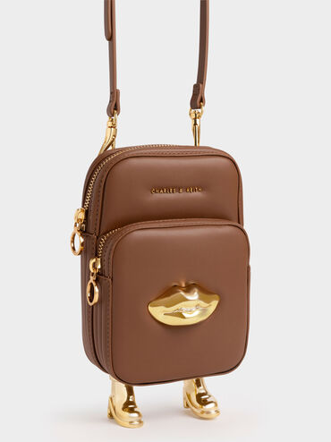 Calliope Double Pocket Crossbody Bag, Chocolate, hi-res