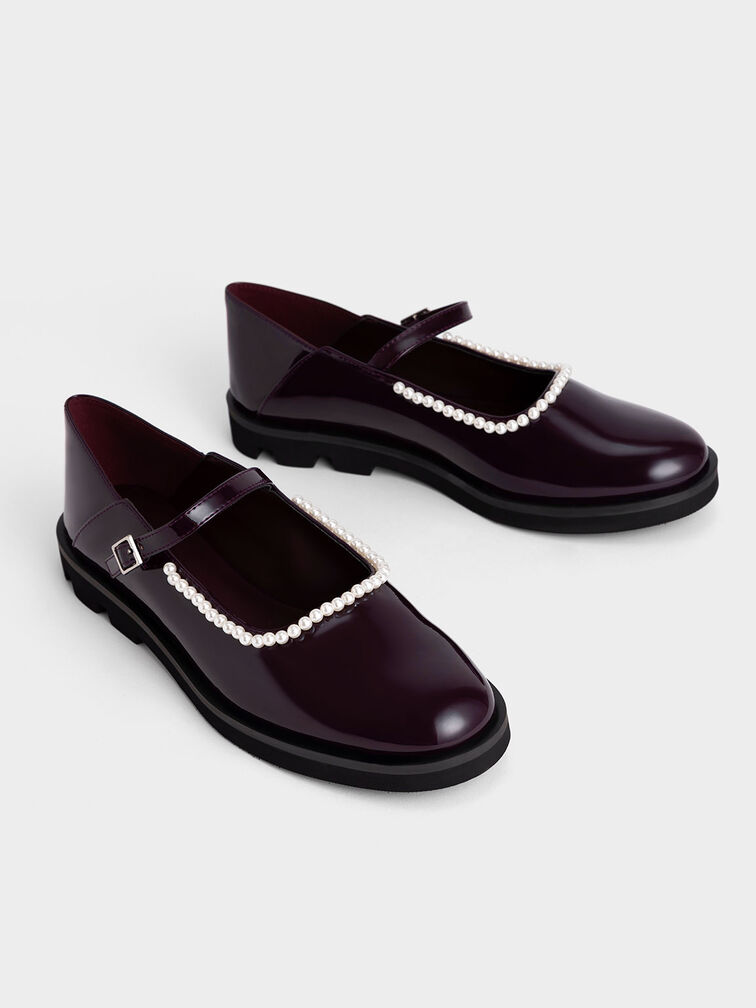 Morgan Wedge Mary Jane Patent Maroon