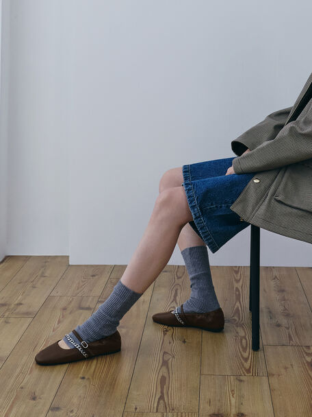 Bailarinas Mary Jane Georgie con cadena, Marr&oacute;n oscuro, hi-res