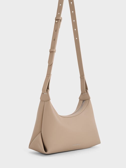 Bolso hobo trapecio Aurelie, Gris pardo, hi-res