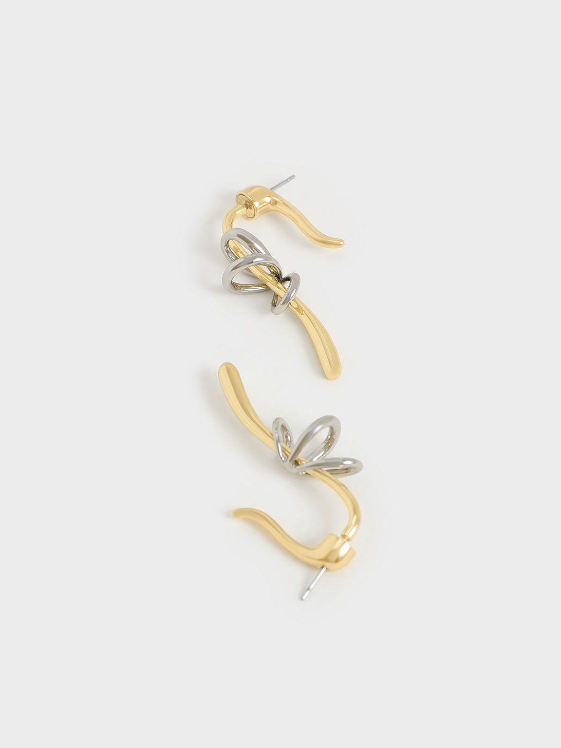 Two-Tone Sculptural Drop Earrings, Gold, hi-res