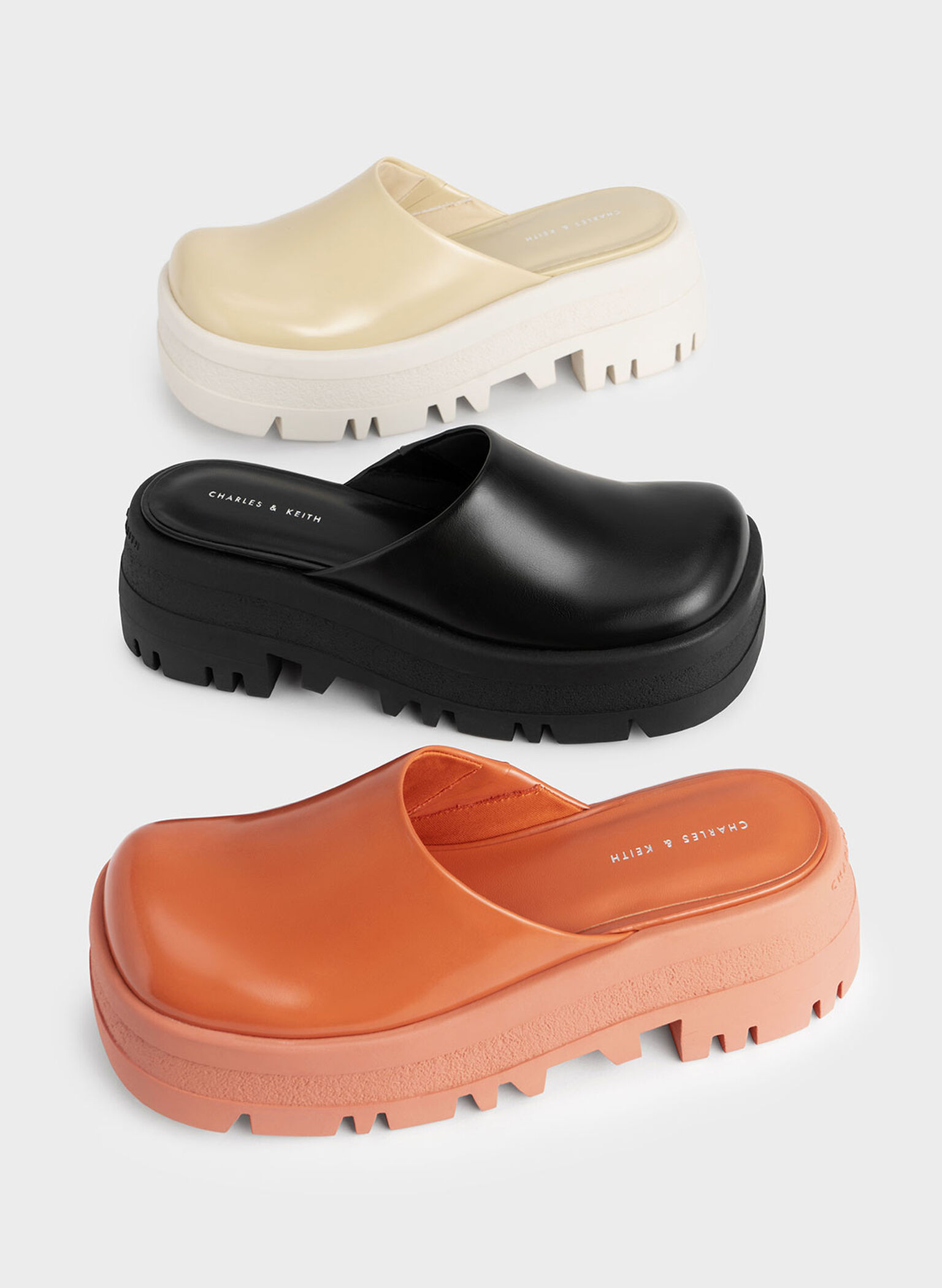Rainier Platform Round-Toe Mules, Orange, hi-res