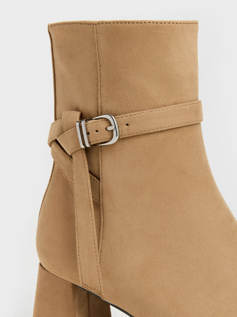 Eliza Faux Suede Block-Heel Ankle Boots, Sand, hi-res