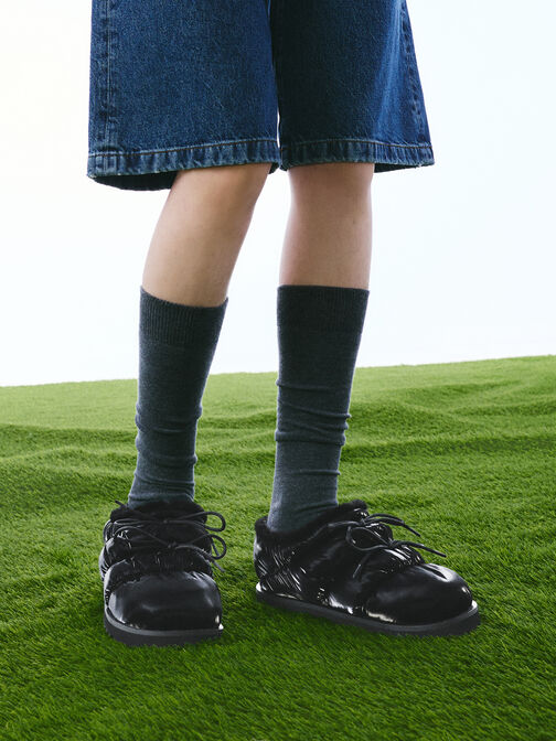 Egan Nylon Puffy Mules, Black Textured, hi-res