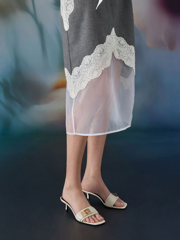 Aelin 金釦細跟拖鞋, 白色, hi-res