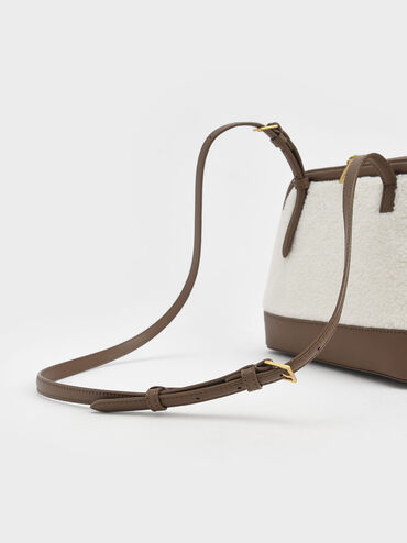 Enola Textured Structured Top Handle Bag, Cream, hi-res