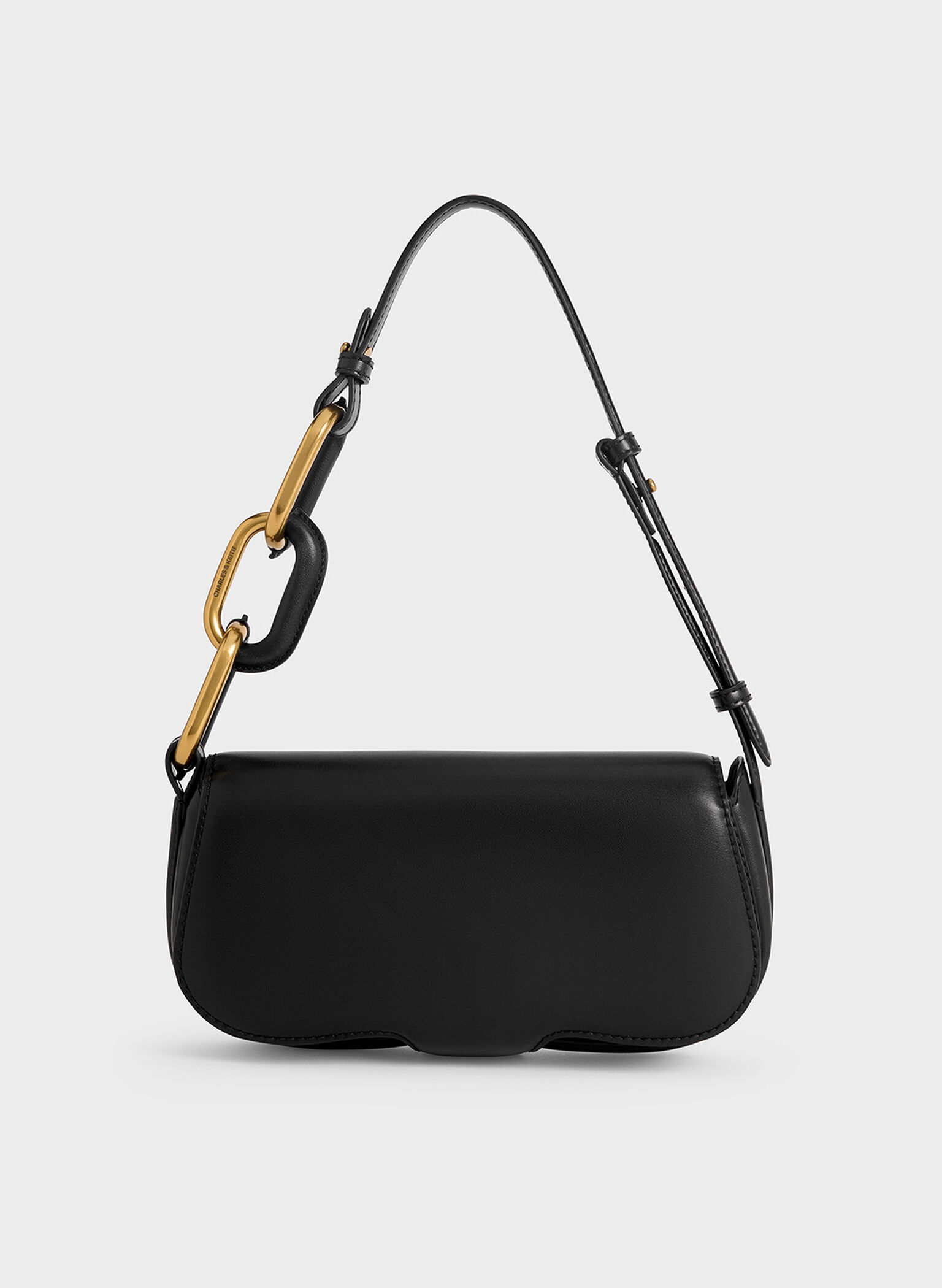 Bolsa alongada com detalhes metálicos Kora, Black, hi-res