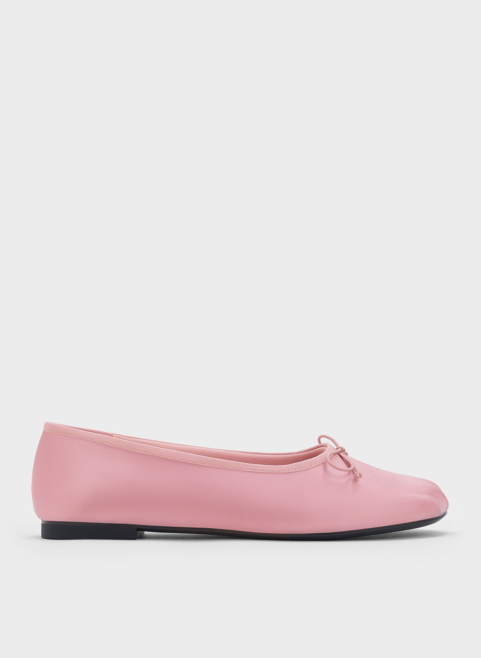 Satin Bow Ballet Flats, Pink, hi-res